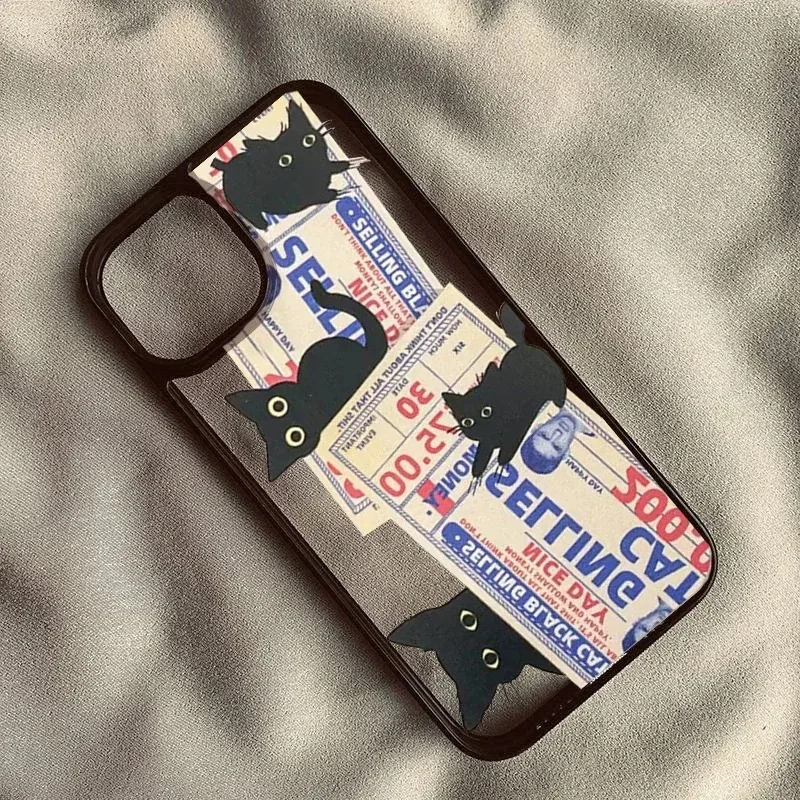 Doodle Angry Cat Phone Case For iPhone 15 16 11 12 13 14 Pro Max 7 8 Plus XS MAX XR SE 2022 Back Cover Clear Fundas