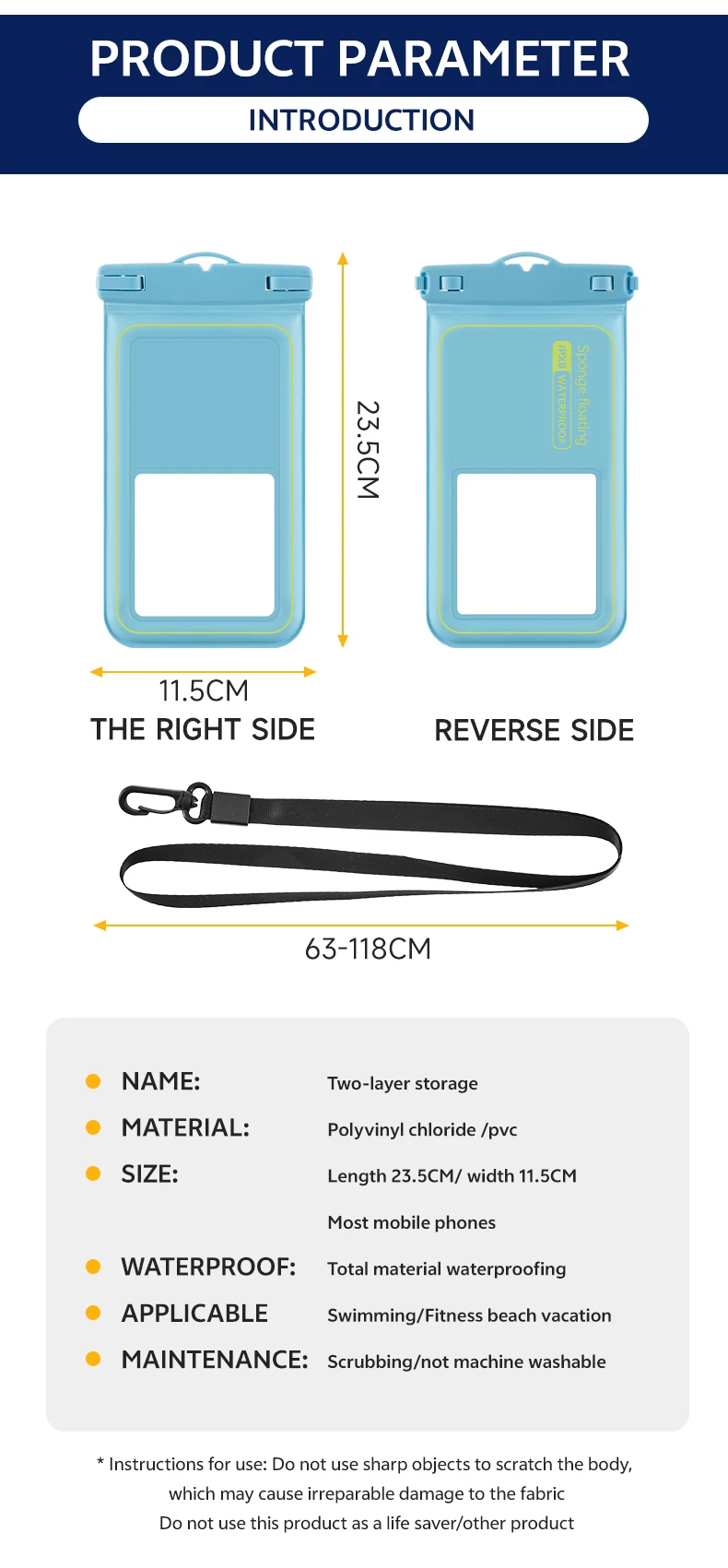 Waterproof Phone Pouch,Universal Waterproof Phone Case Dry Bag with Lanyard For iPhone Samsung Xiaomi Google Up to 7.0 inch