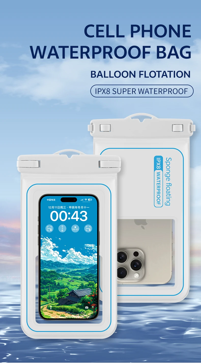 Waterproof Phone Pouch,Universal Waterproof Phone Case Dry Bag with Lanyard For iPhone Samsung Xiaomi Google Up to 7.0 inch
