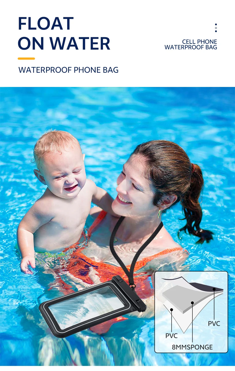 Waterproof Phone Pouch,Universal Waterproof Phone Case Dry Bag with Lanyard For iPhone Samsung Xiaomi Google Up to 7.0 inch