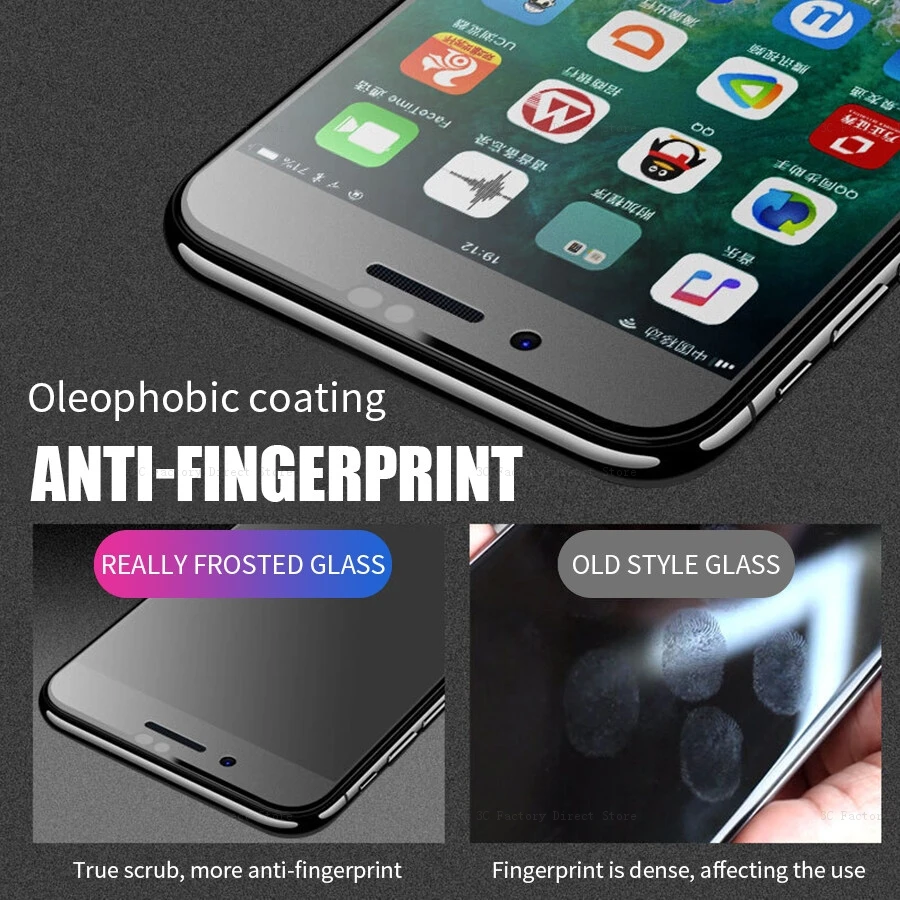 For iPhone 14 Pro Max 13 12 11 Pro Max XS X XR 7 8 14 Plus 13 Mini SE3 HD Matte Tempered Glass Frosted Screen Anti-fingerprint