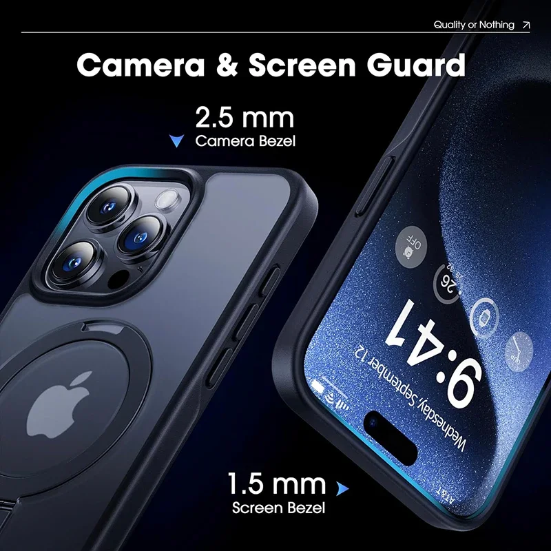 Matte Phone Case with Magnetic Ring Stand for iPhone 17 Pro Max Air 16 15 14 Case Plus 12 13 11 Mobile Cases Ultra Slim Cover