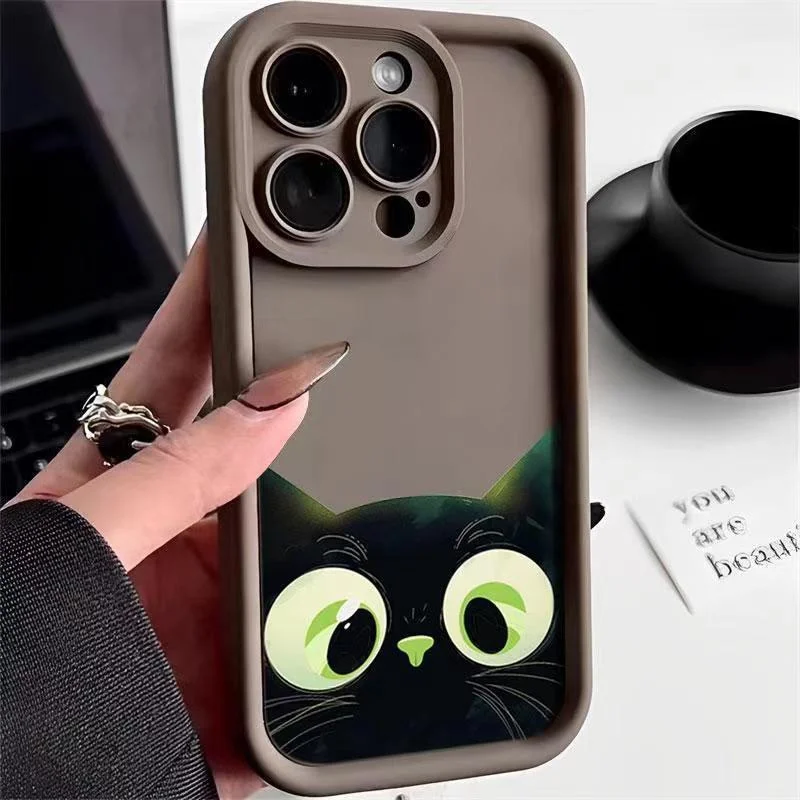 Cartoon Cat Soft Phone Case For iPhone 15 16 Pro Max Cases iPhone 14 13 12 11 Pro Max XS Max XR X 7 8 Plus 16e Shockproof Cover