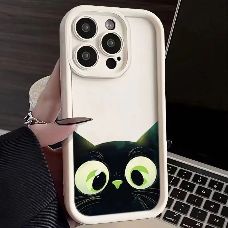 Cartoon Cat Soft Phone Case For iPhone 15 16 Pro Max Cases iPhone 14 13 12 11 Pro Max XS Max XR X 7 8 Plus 16e Shockproof Cover
