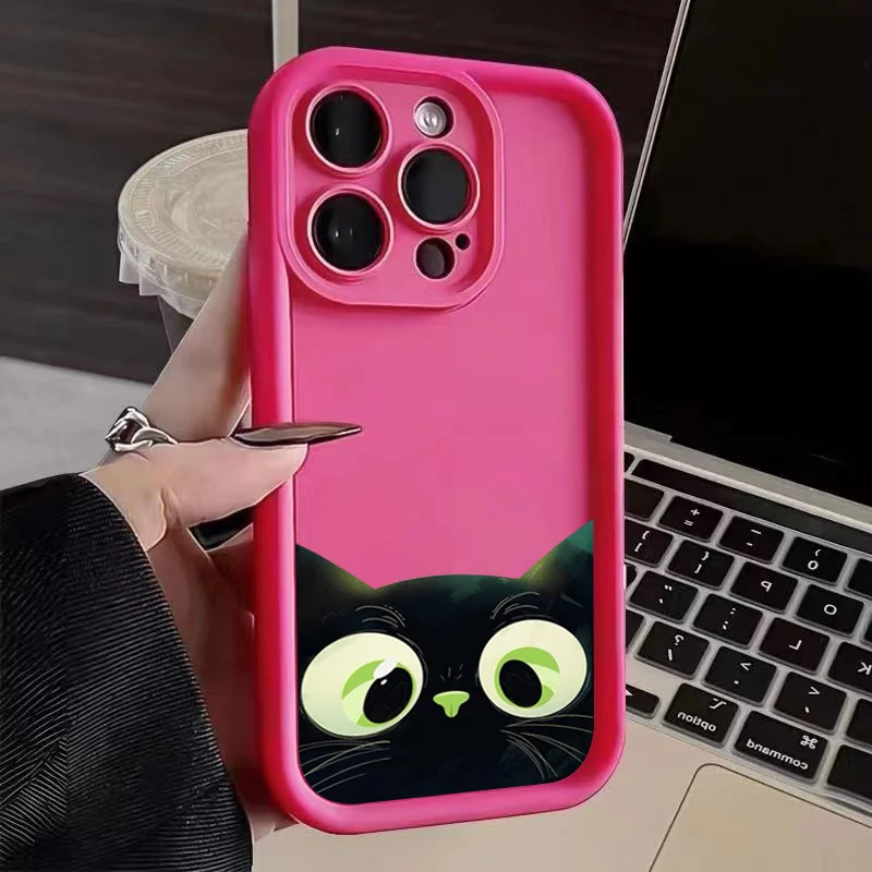 Cartoon Cat Soft Phone Case For iPhone 15 16 Pro Max Cases iPhone 14 13 12 11 Pro Max XS Max XR X 7 8 Plus 16e Shockproof Cover