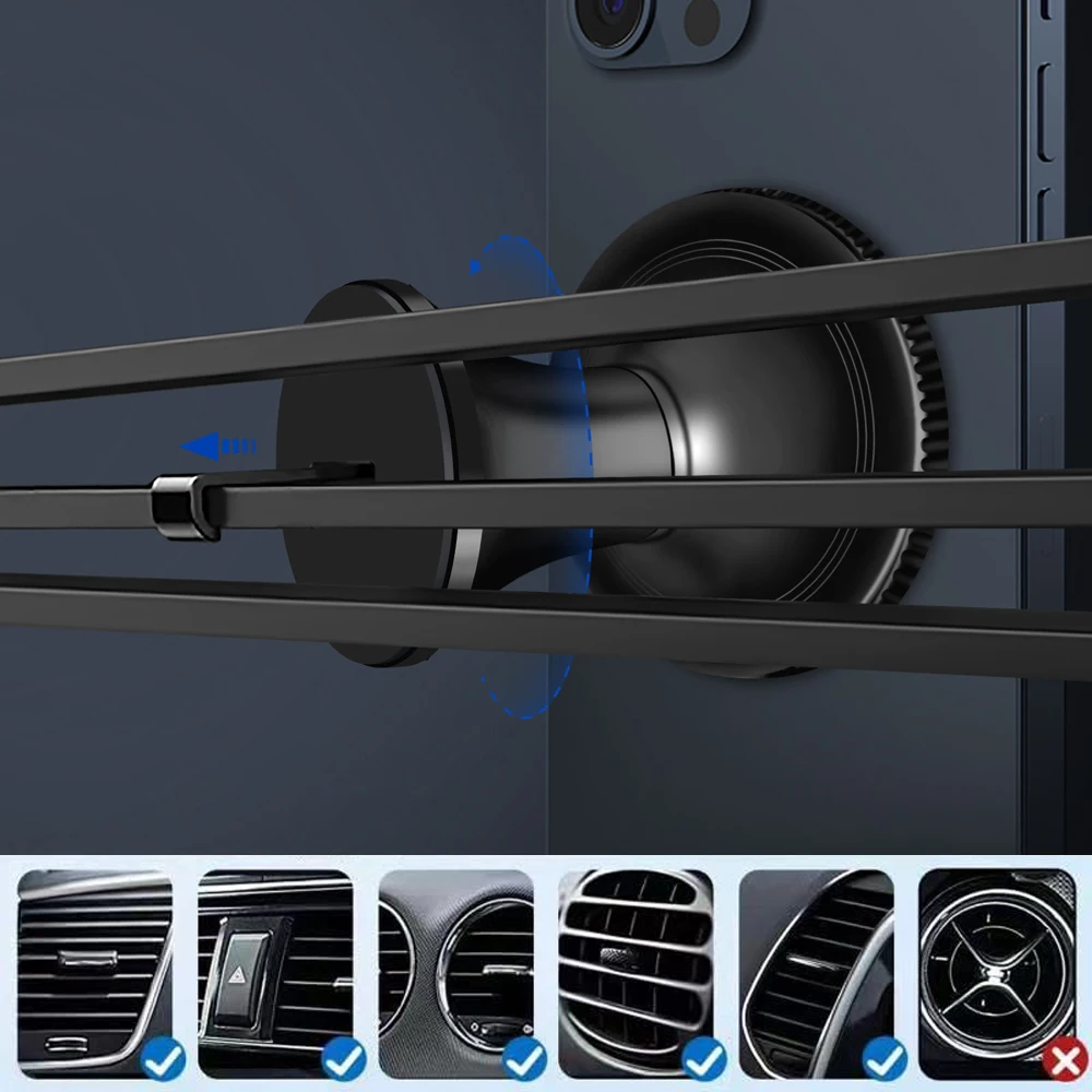 For Magsafe Car Mount Magnetic Car Air Vent Clip Cell Phone Holder 360° Rotation Magnet Car Phone Stand for iPhone Xiaomi Huawei