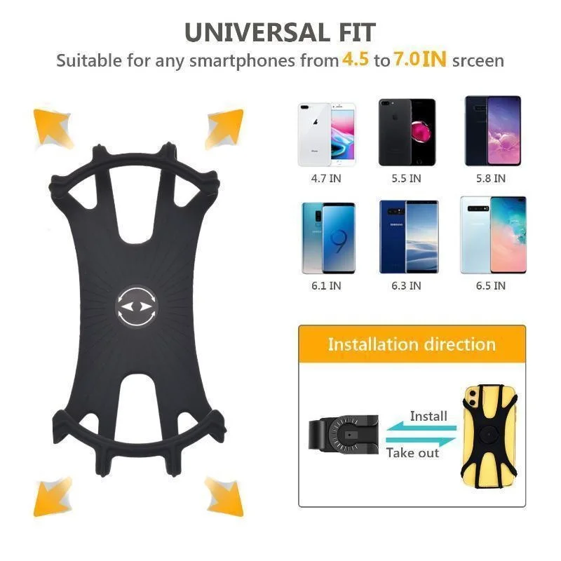360° Removable Bicycle Phone Holder Black Universal Motorcycle Mobile Phone Rack Bike Handlebar Stand Brackets