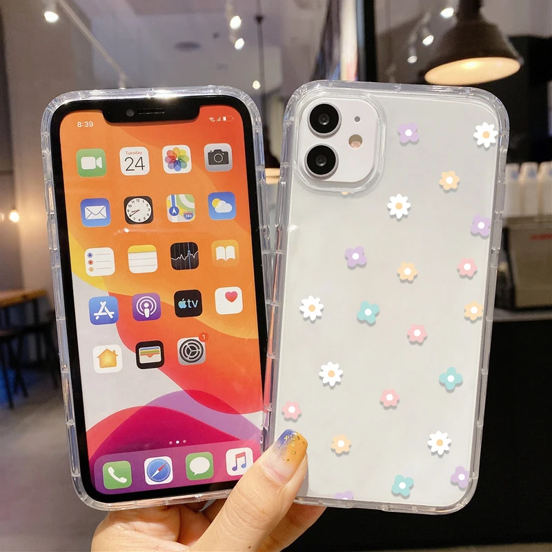 Flower Phone Case For iPhone 13 Case iPhone 16 11 12 17 14 15 Pro Max 12 13 Mini 7 8 Plus XR XS X SE Shockproof Clear Soft Cover