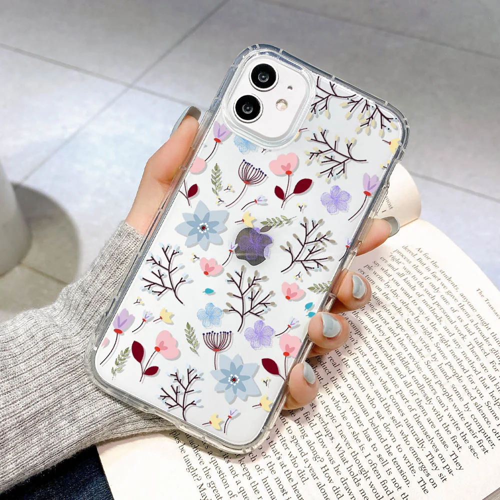 Flower Phone Case For iPhone 13 Case iPhone 16 11 12 17 14 15 Pro Max 12 13 Mini 7 8 Plus XR XS X SE Shockproof Clear Soft Cover