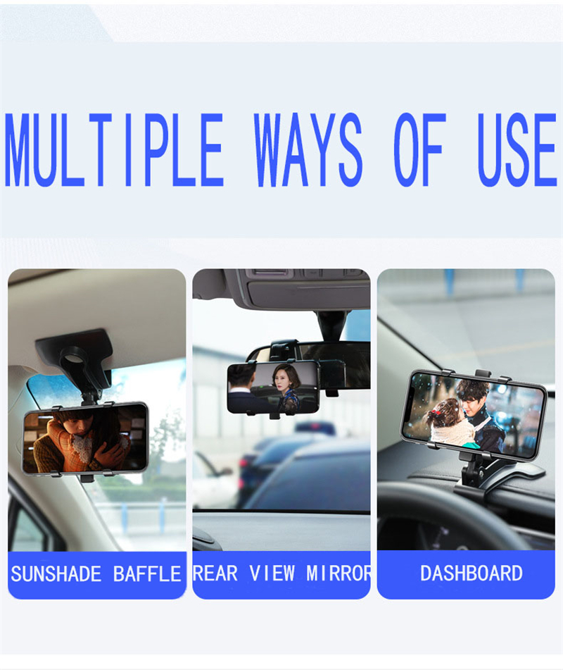 3 in 1 Car Phone Holder Dashboard Rearview Mirror Mobile Phone GPS Navigation Bracket Adjustable Auto Phone Holder For iPhone 14