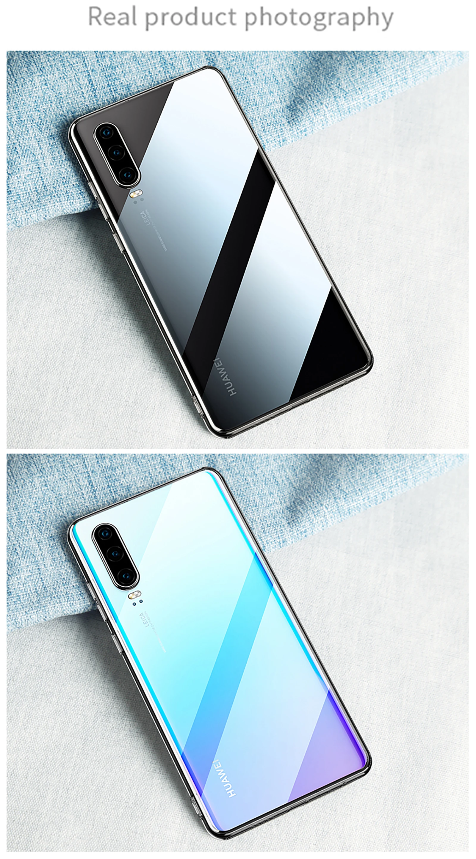 Ultra thin Slim Transparent Crystal shockproof Case For Huawei P20 P30 P40 P50 Lite Pro silicone Clear Solid Color Soft TPU Case