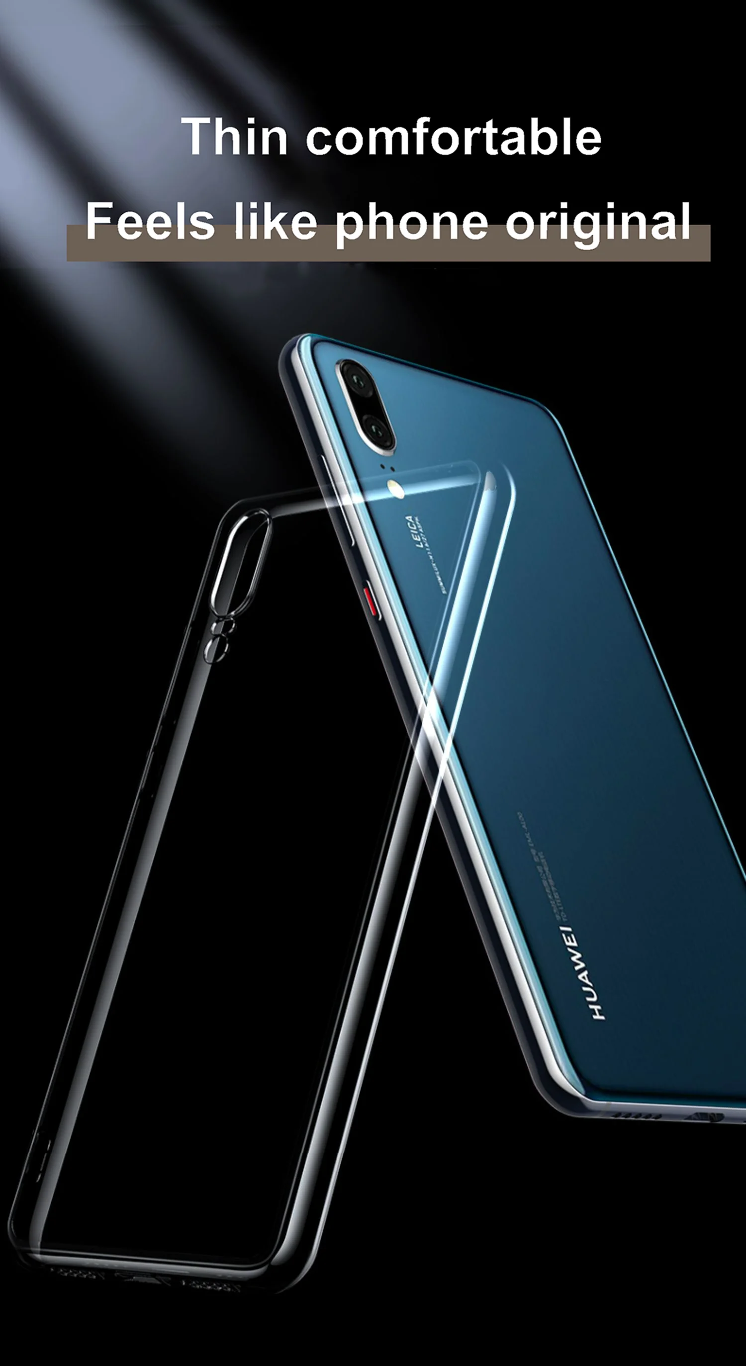 Ultra thin Slim Transparent Crystal shockproof Case For Huawei P20 P30 P40 P50 Lite Pro silicone Clear Solid Color Soft TPU Case