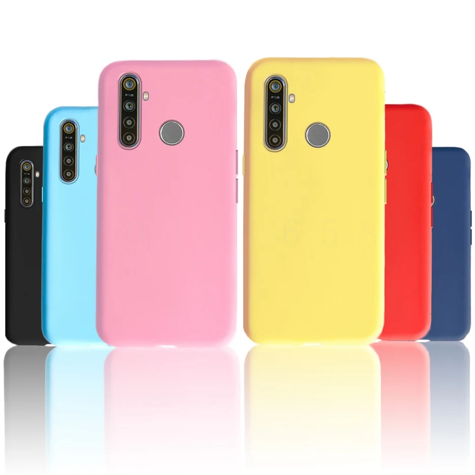 For Realme 5 Pro Case RMX1971 Cute Pure Color Candy Soft Silicone Phone Cases For Oppo Realme 5 5i 5s 5Pro Back Cover Coque Bags