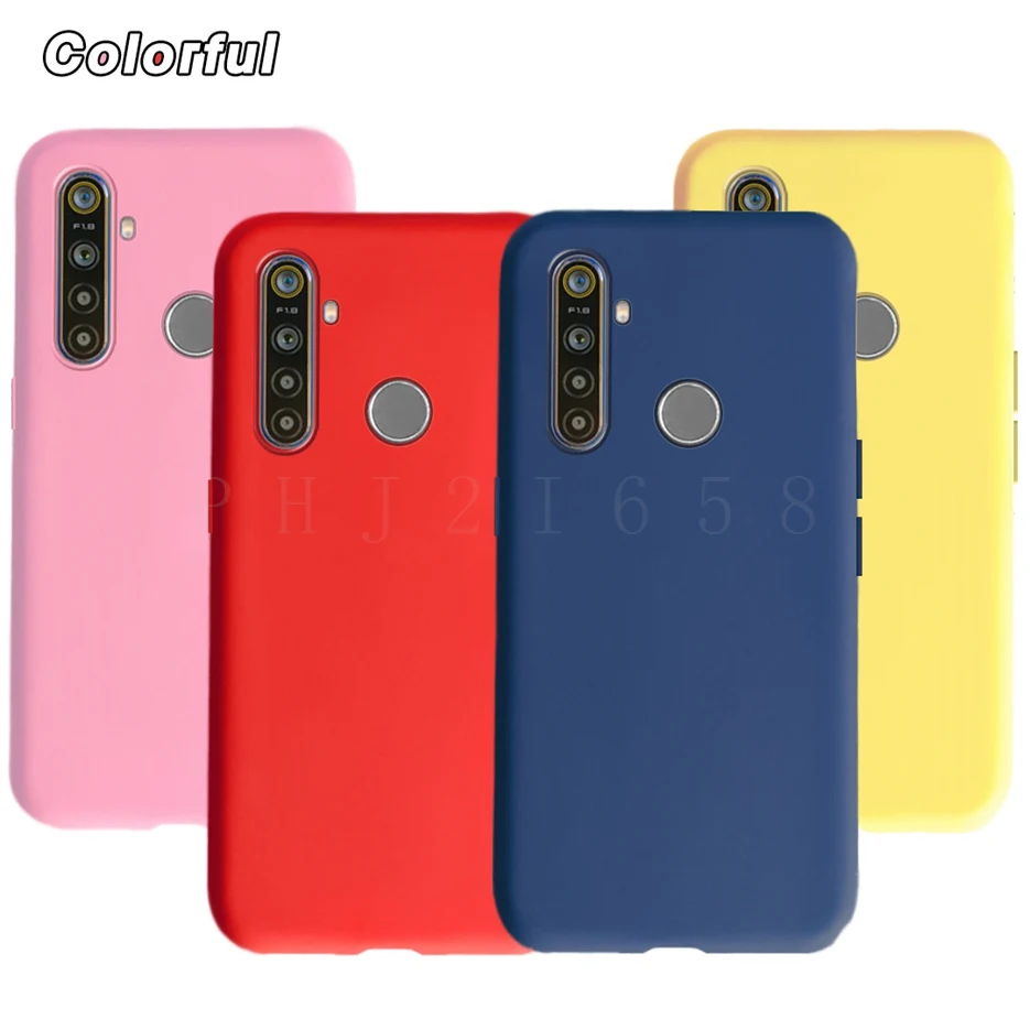 For Realme 5 Pro Case RMX1971 Cute Pure Color Candy Soft Silicone Phone Cases For Oppo Realme 5 5i 5s 5Pro Back Cover Coque Bags