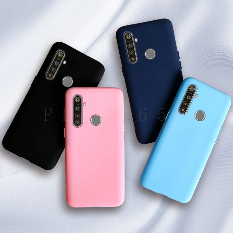For Realme 5 Pro Case RMX1971 Cute Pure Color Candy Soft Silicone Phone Cases For Oppo Realme 5 5i 5s 5Pro Back Cover Coque Bags