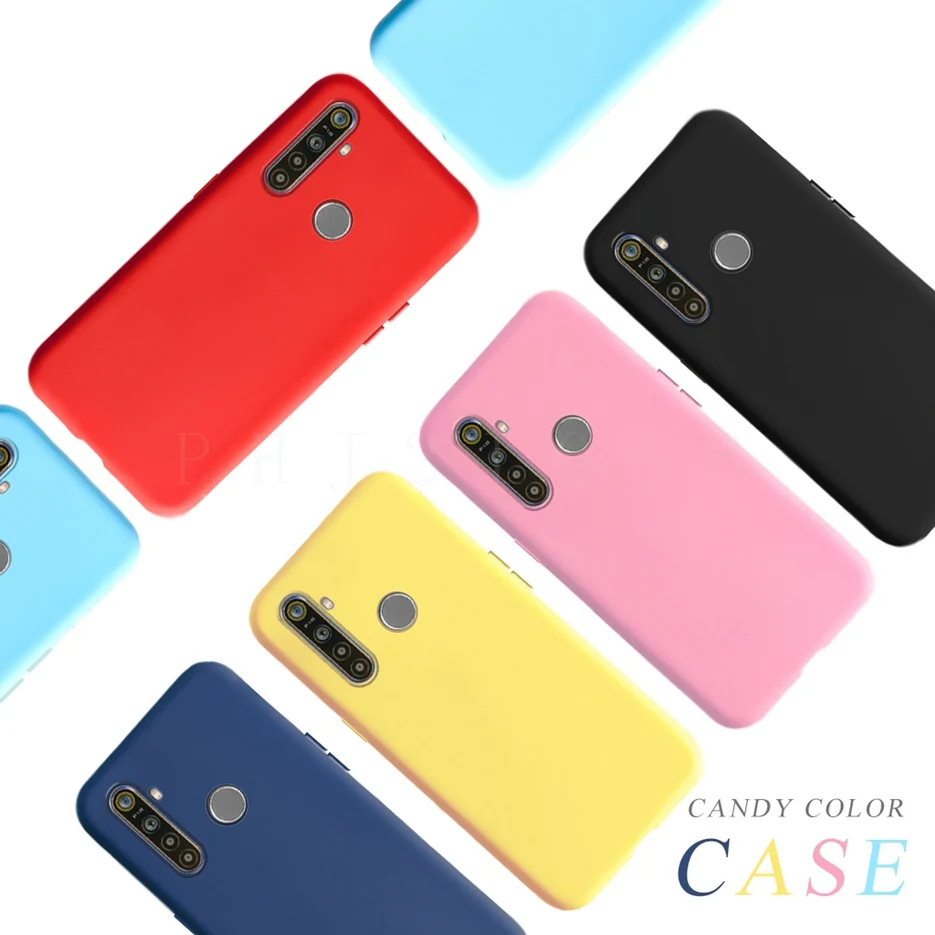For Realme 5 Pro Case RMX1971 Cute Pure Color Candy Soft Silicone Phone Cases For Oppo Realme 5 5i 5s 5Pro Back Cover Coque Bags