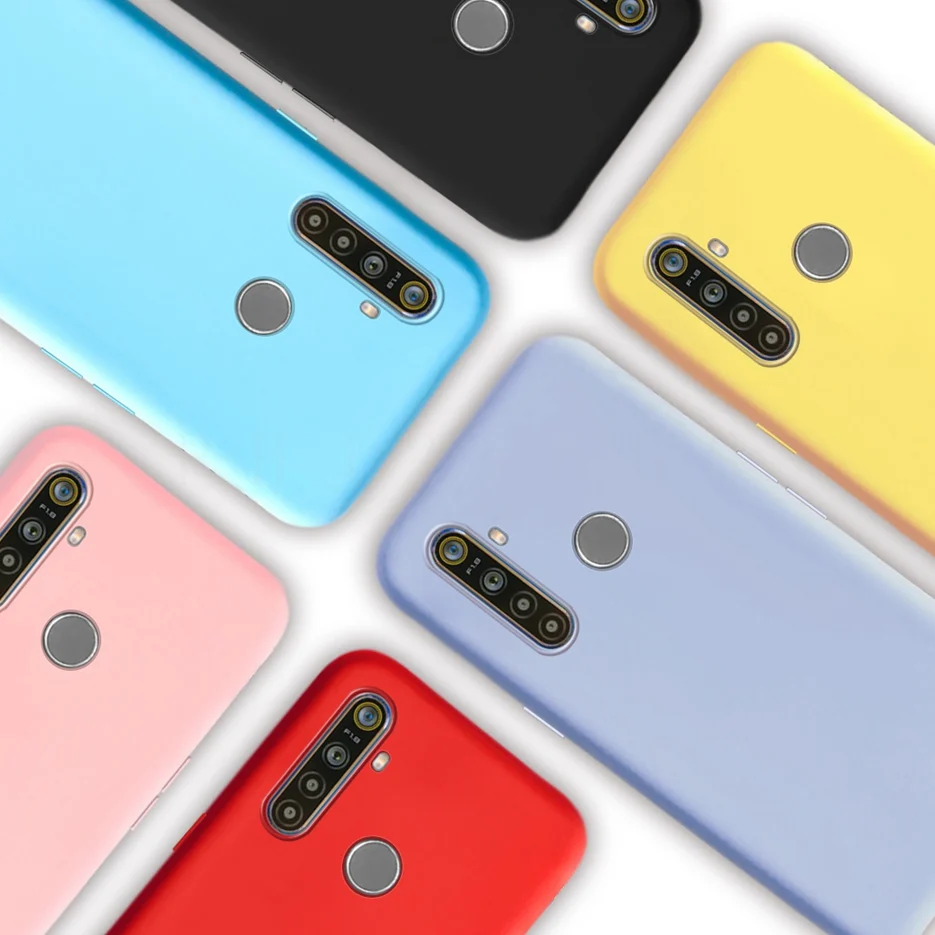 For Realme 5 Pro Case RMX1971 Cute Pure Color Candy Soft Silicone Phone Cases For Oppo Realme 5 5i 5s 5Pro Back Cover Coque Bags