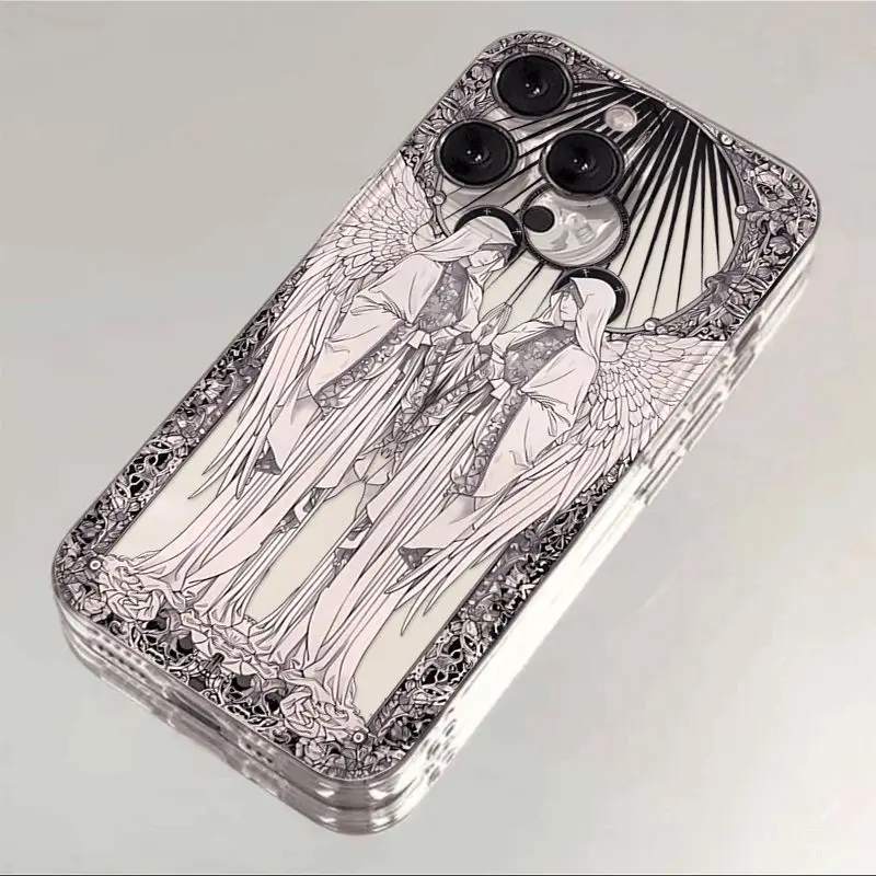 Middle Ages Retro Cupid Angel Phone Case For Samsung S24 S23 S22 S21 S20 S10 FE Note 20 10 Plus Ultra Lite 5G Clear TPU Cover