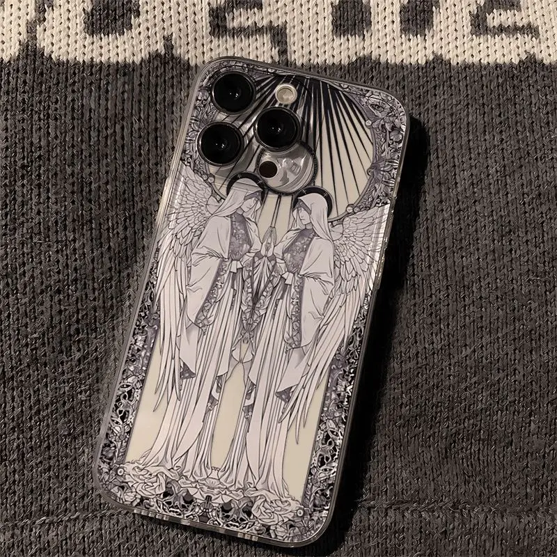 Middle Ages Retro Cupid Angel Phone Case For Samsung S24 S23 S22 S21 S20 S10 FE Note 20 10 Plus Ultra Lite 5G Clear TPU Cover