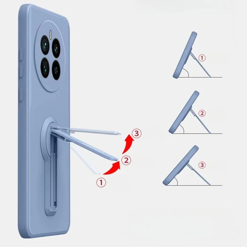 Case For Realme 14Pro Liquid Silicone Lanyard Stand Holder Phone Cover For Realme 14 13 12 11 Pro Plus Soft Shockproof Back Case