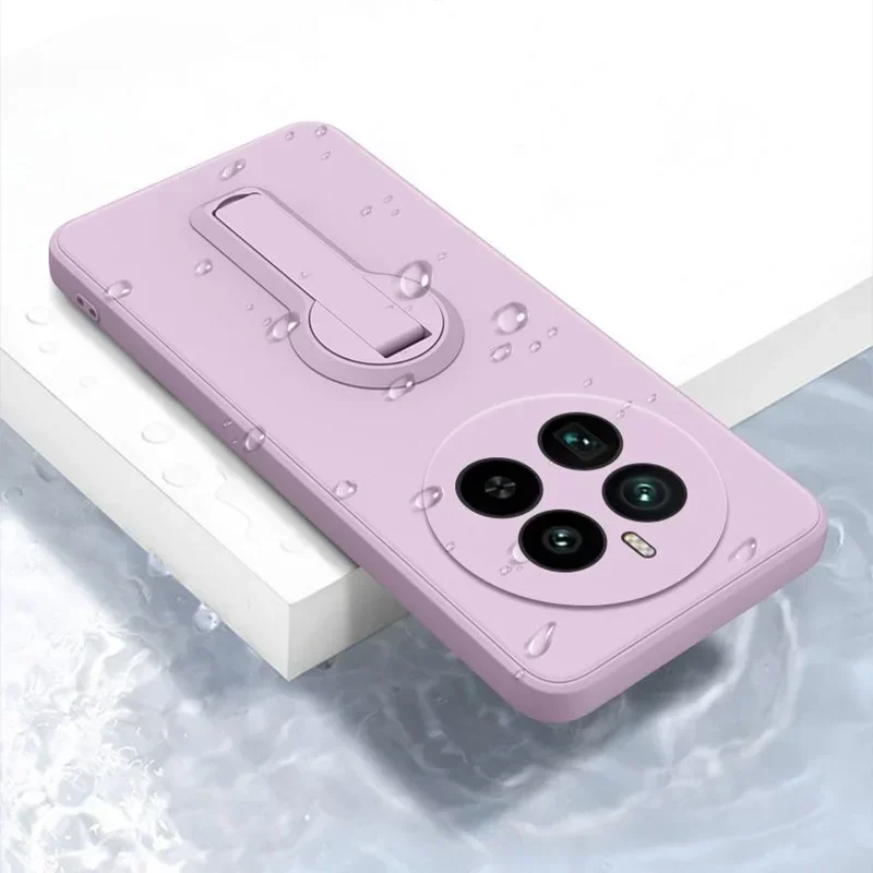 Case For Realme 14Pro Liquid Silicone Lanyard Stand Holder Phone Cover For Realme 14 13 12 11 Pro Plus Soft Shockproof Back Case