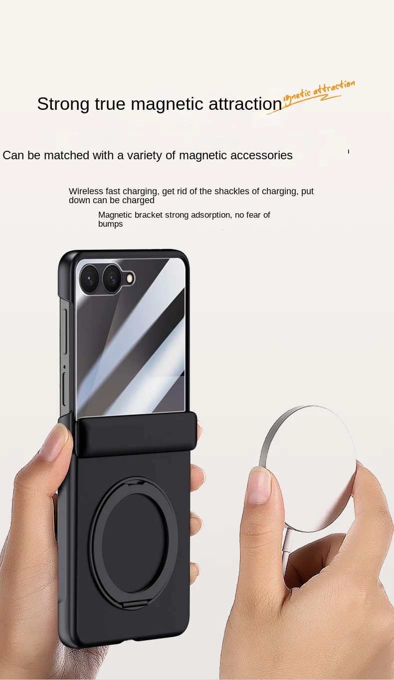 For Samsung Galaxy Z Flip 7 Rotating Skin Magnetic Lens Full Protection Tempered Glass Film Magnetic Drop Resistant Phone Case
