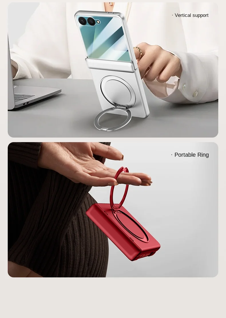 For Samsung Galaxy Z Flip 7 Rotating Skin Magnetic Lens Full Protection Tempered Glass Film Magnetic Drop Resistant Phone Case