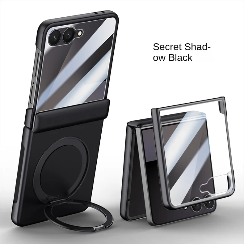 For Samsung Galaxy Z Flip 7 Rotating Skin Magnetic Lens Full Protection Tempered Glass Film Magnetic Drop Resistant Phone Case