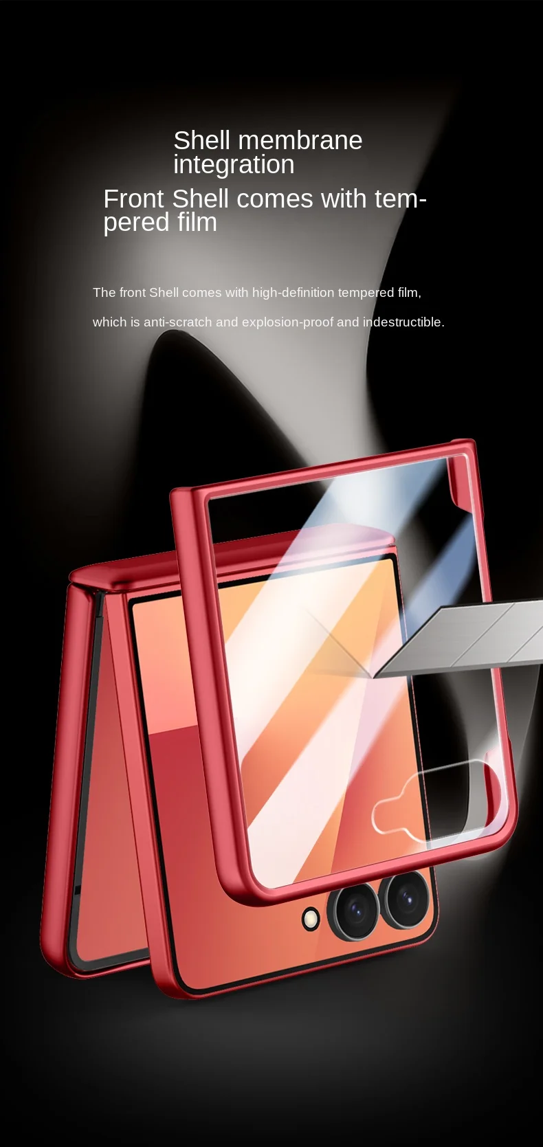 For Samsung Galaxy Z Flip 7 Rotating Skin Magnetic Lens Full Protection Tempered Glass Film Magnetic Drop Resistant Phone Case