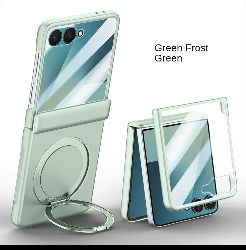 For Samsung Galaxy Z Flip 7 Rotating Skin Magnetic Lens Full Protection Tempered Glass Film Magnetic Drop Resistant Phone Case