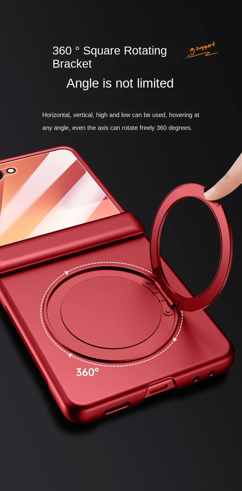 For Samsung Galaxy Z Flip 7 Rotating Skin Magnetic Lens Full Protection Tempered Glass Film Magnetic Drop Resistant Phone Case