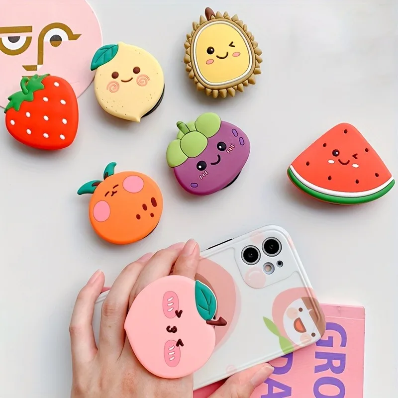 Cute Fruit Strawberry Foldable Grip Phone Holder for iPhone 17 16 Samsung Support Tok Socket Pocket Finger Bracket Griptok Stand