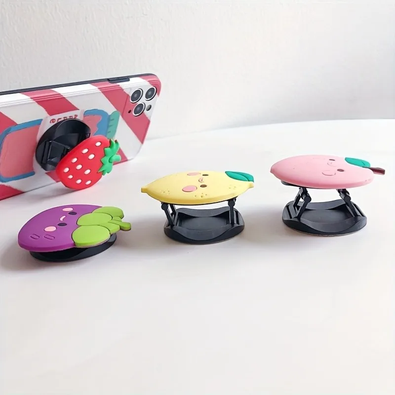 Cute Fruit Strawberry Foldable Grip Phone Holder for iPhone 17 16 Samsung Support Tok Socket Pocket Finger Bracket Griptok Stand