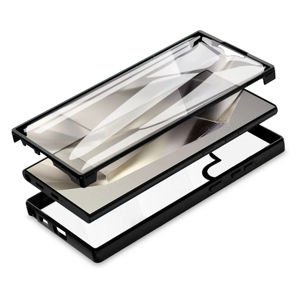 360 Double Sided Full Protection Cases For Samsung Galaxy S25 Edge S24 Ultra S23FE S22 Plus Clear Cover with Screen Protector