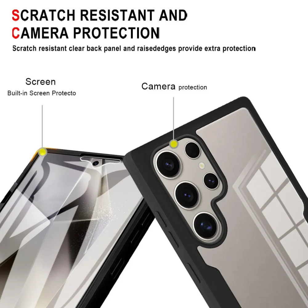 360 Double Sided Full Protection Cases For Samsung Galaxy S25 Edge S24 Ultra S23FE S22 Plus Clear Cover with Screen Protector