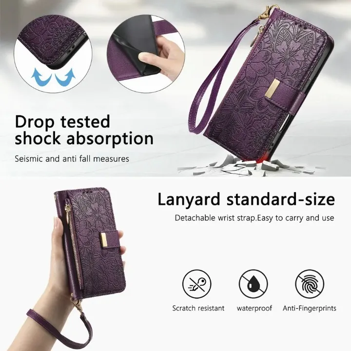 6-Card Zipper Leather Wallet Case for Xiaomi Redmi Note 17 Pro Max 15 14 13 12 11 Pro Plus Note14 Pro+ 4G 5G Magnet Flip Cover
