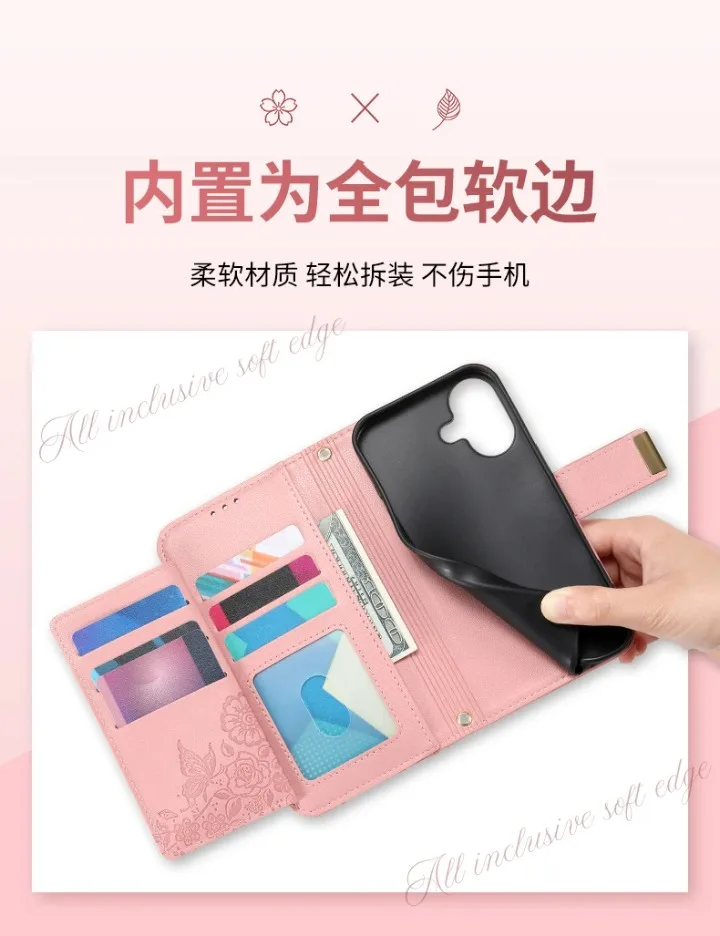 6-Card Zipper Leather Wallet Case for Xiaomi Redmi Note 17 Pro Max 15 14 13 12 11 Pro Plus Note14 Pro+ 4G 5G Magnet Flip Cover