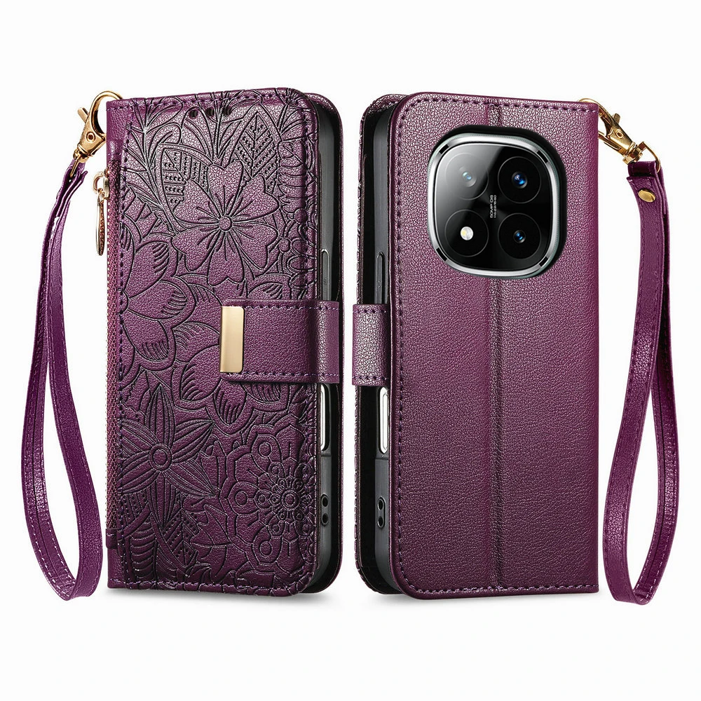 6-Card Zipper Leather Wallet Case for Xiaomi Redmi Note 17 Pro Max 15 14 13 12 11 Pro Plus Note14 Pro+ 4G 5G Magnet Flip Cover