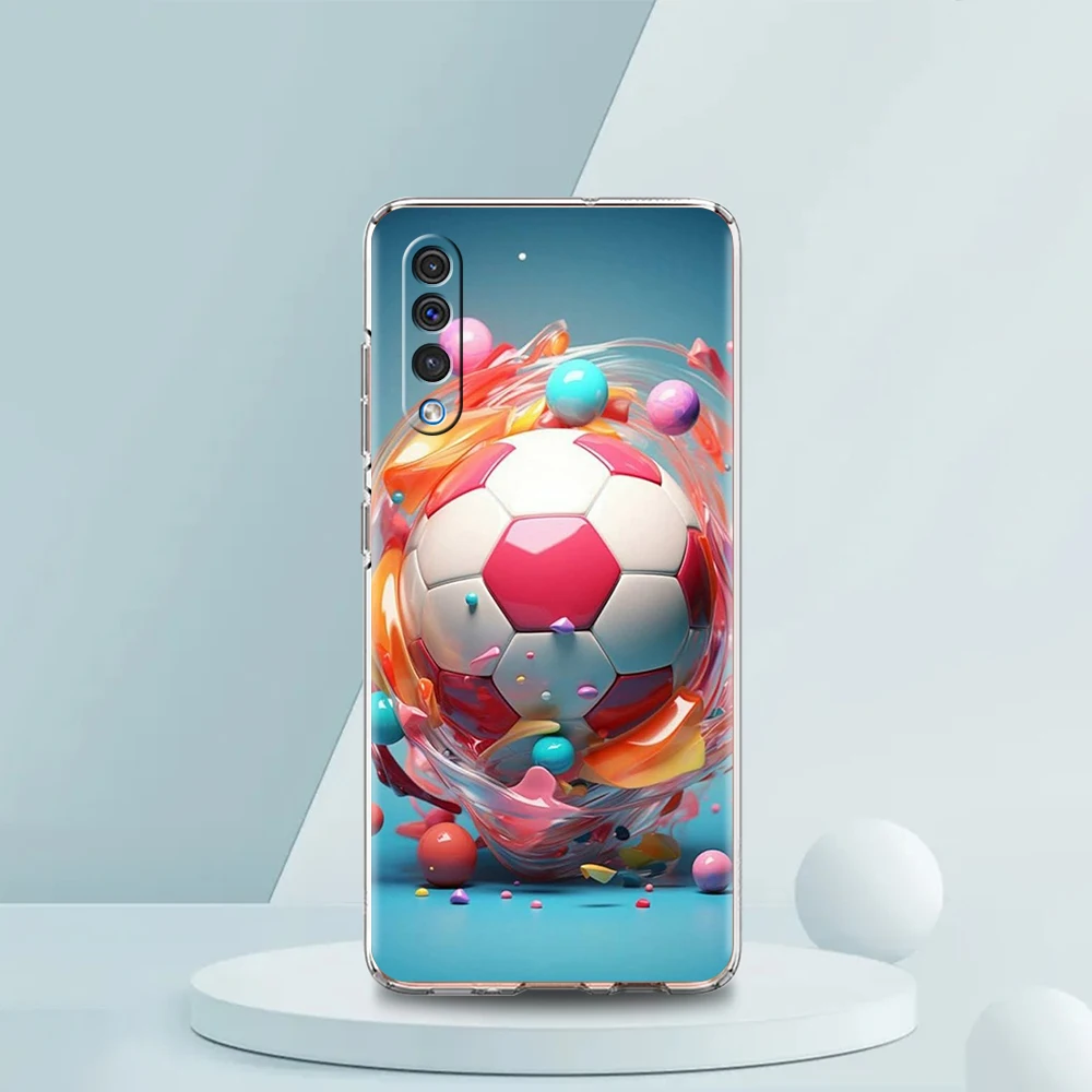 Transparent Phone Case for Samsung Galaxy A16 A14 A12 A22 A24 A42 A06 A20 A30 A40 Soft TPU Cover Football Footy Soccer Pattern