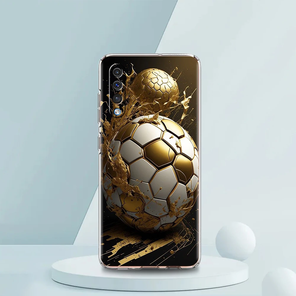 Transparent Phone Case for Samsung Galaxy A16 A14 A12 A22 A24 A42 A06 A20 A30 A40 Soft TPU Cover Football Footy Soccer Pattern