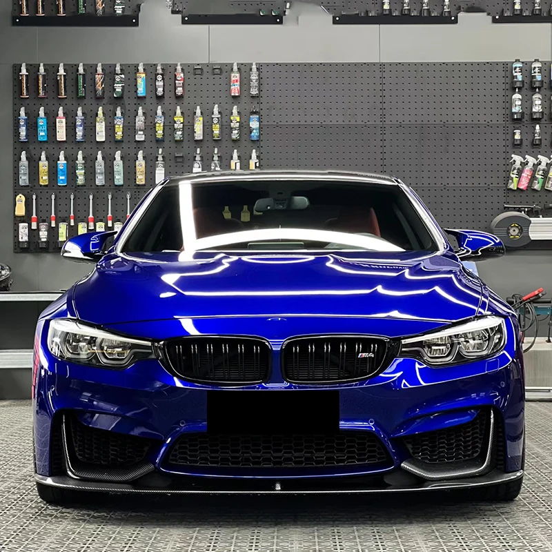 Ultra Glossy Blue Metallic Vinyl Wrap Film Roll With Air Release Self Adhesive Car Wrapping Motorcycle DIY Decal Sticker
