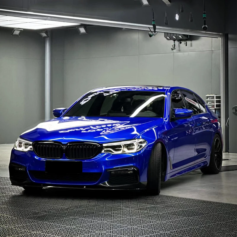Ultra Glossy Blue Metallic Vinyl Wrap Film Roll With Air Release Self Adhesive Car Wrapping Motorcycle DIY Decal Sticker