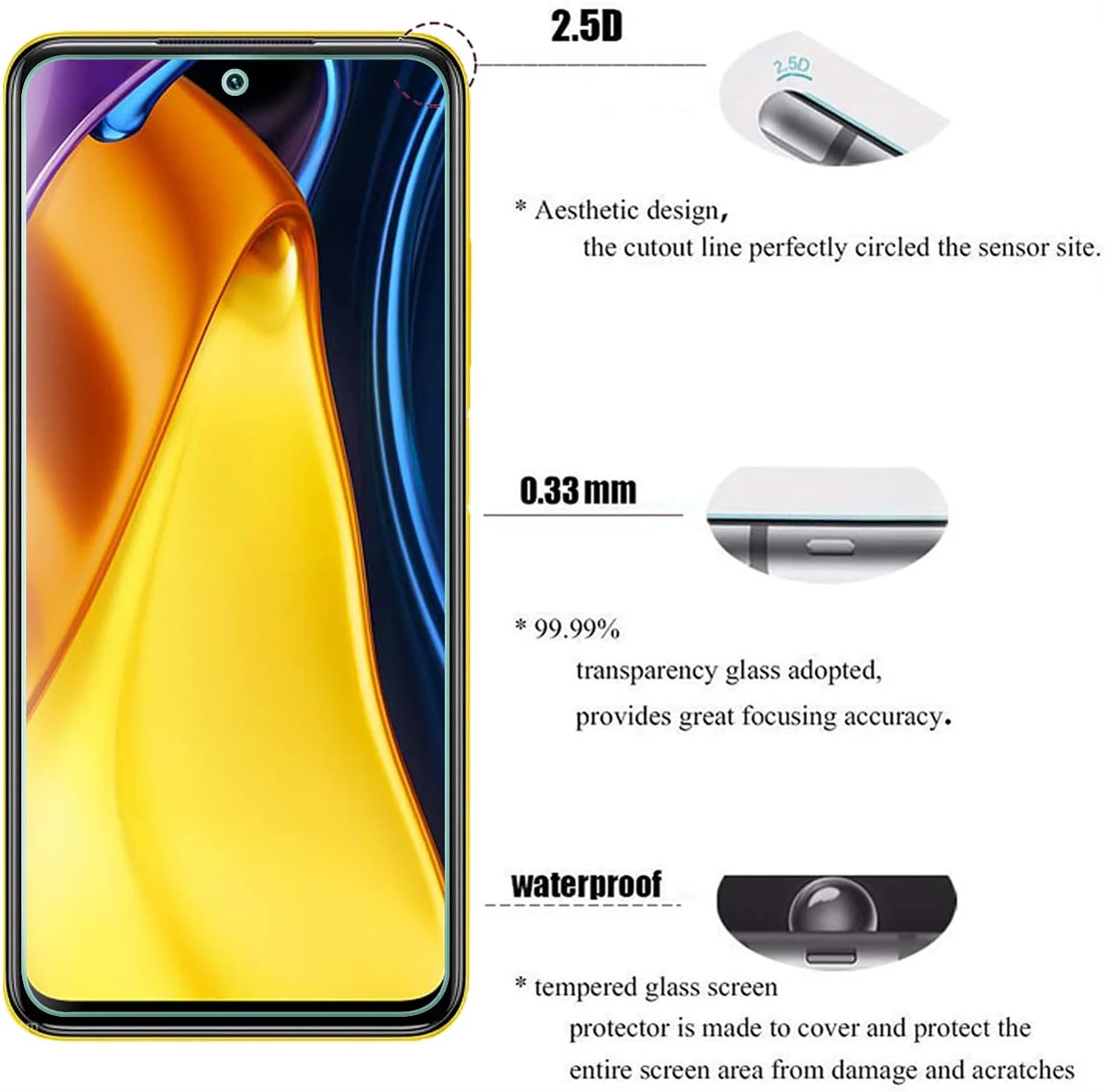tempered glass For Poco M3 Pro 5G high-definition anti drop screen protector