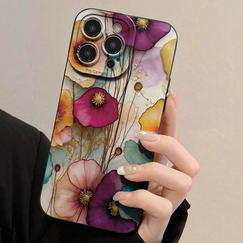 Vintage Floral Pattern Soft TPU Phone Case for Xiaomi 15 13 12 11 Lite 5G 14 14T 13T 12T Poco X7 F6 F5 X6 X5 X3 M6 Pro 4G Cover
