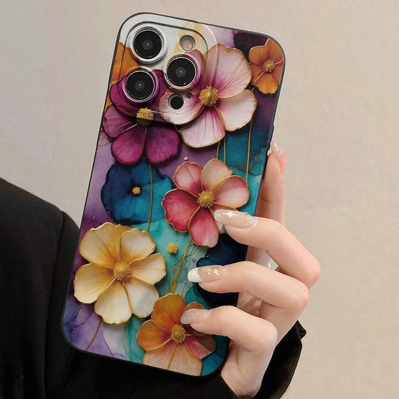 Vintage Floral Pattern Soft TPU Phone Case for Xiaomi 15 13 12 11 Lite 5G 14 14T 13T 12T Poco X7 F6 F5 X6 X5 X3 M6 Pro 4G Cover