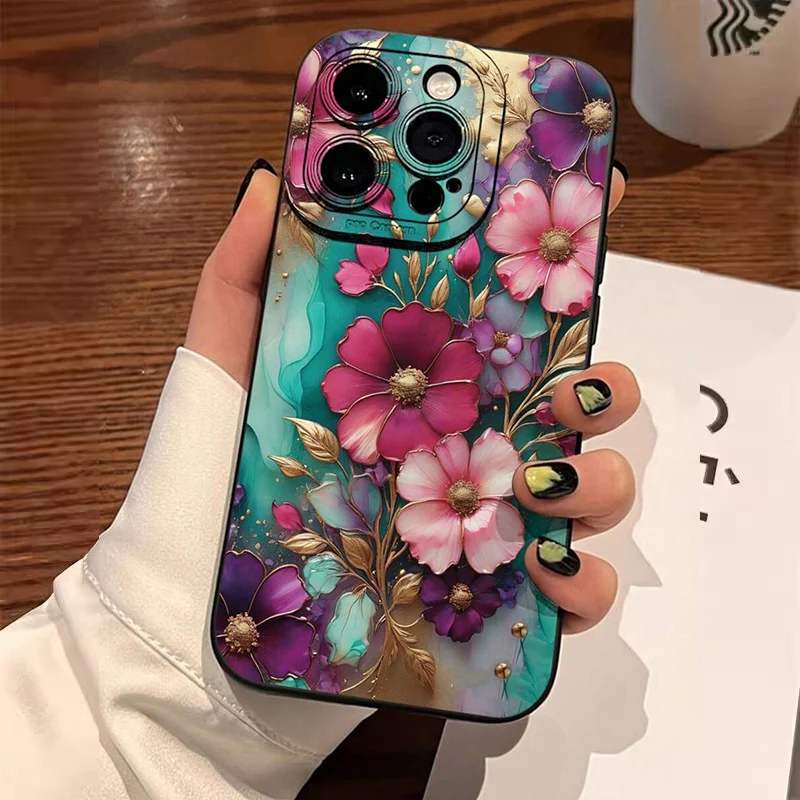 Vintage Floral Pattern Soft TPU Phone Case for Xiaomi 15 13 12 11 Lite 5G 14 14T 13T 12T Poco X7 F6 F5 X6 X5 X3 M6 Pro 4G Cover