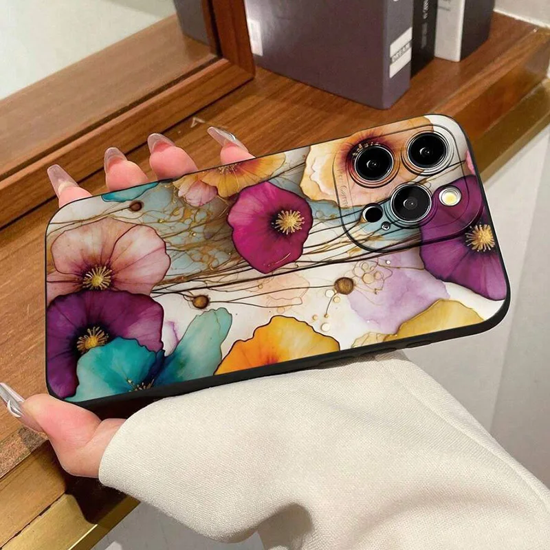 Vintage Floral Pattern Soft TPU Phone Case for Xiaomi 15 13 12 11 Lite 5G 14 14T 13T 12T Poco X7 F6 F5 X6 X5 X3 M6 Pro 4G Cover