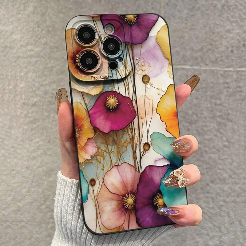 Vintage Floral Pattern Soft TPU Phone Case for Xiaomi 15 13 12 11 Lite 5G 14 14T 13T 12T Poco X7 F6 F5 X6 X5 X3 M6 Pro 4G Cover