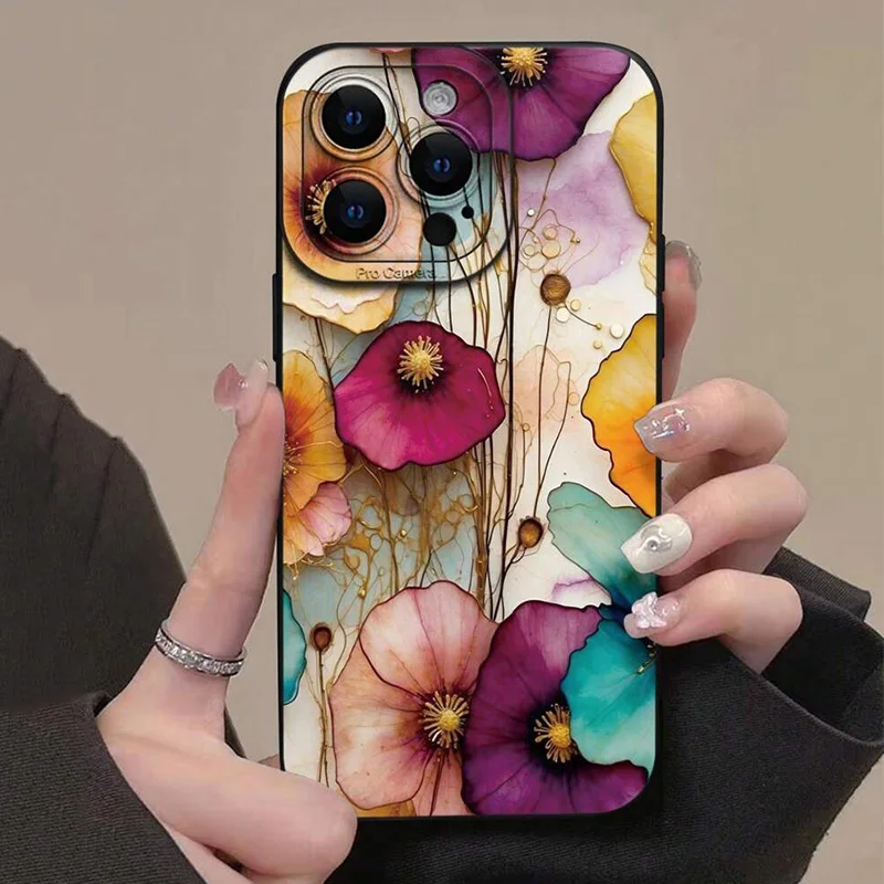 Vintage Floral Pattern Soft TPU Phone Case for Xiaomi 15 13 12 11 Lite 5G 14 14T 13T 12T Poco X7 F6 F5 X6 X5 X3 M6 Pro 4G Cover