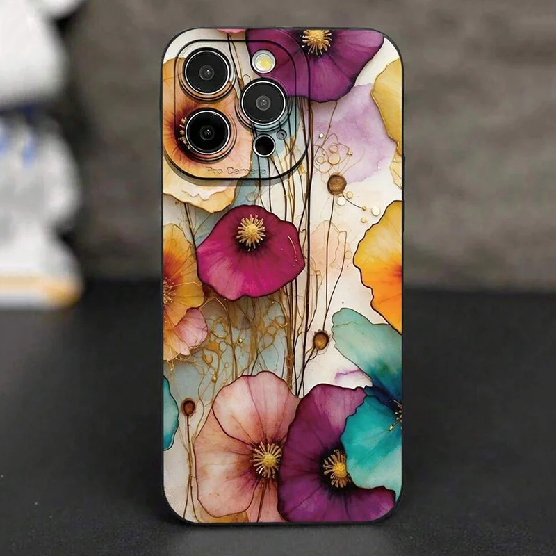 Vintage Floral Pattern Soft TPU Phone Case for Xiaomi 15 13 12 11 Lite 5G 14 14T 13T 12T Poco X7 F6 F5 X6 X5 X3 M6 Pro 4G Cover